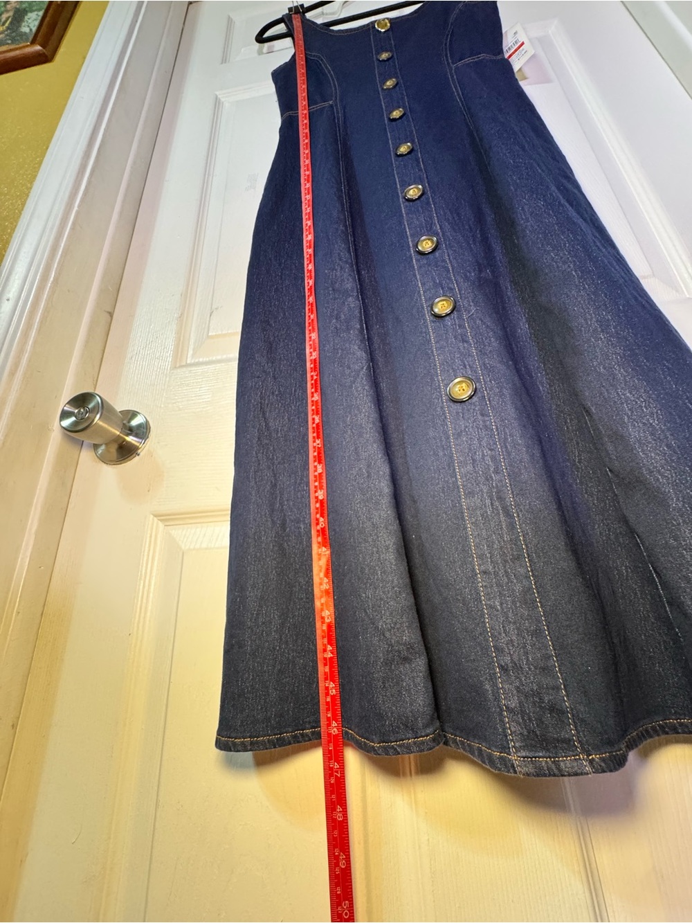 Anne Klein Navy Button-Front A-Line Midi Dress - Picture 10 of 10